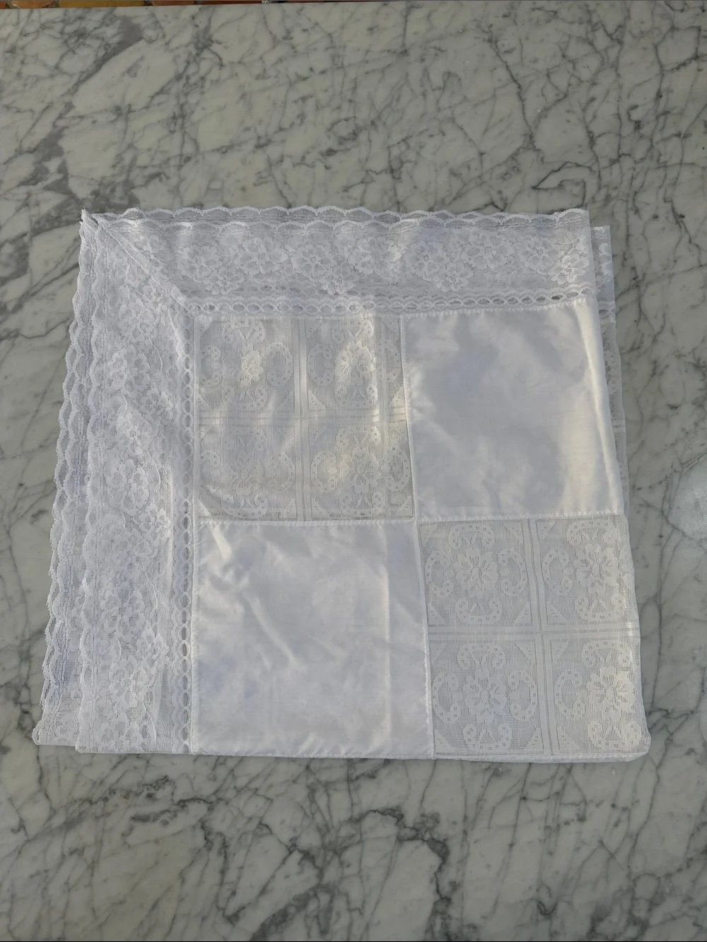 White Lace Patchwork Tablecloth - Home Dining 41x41”